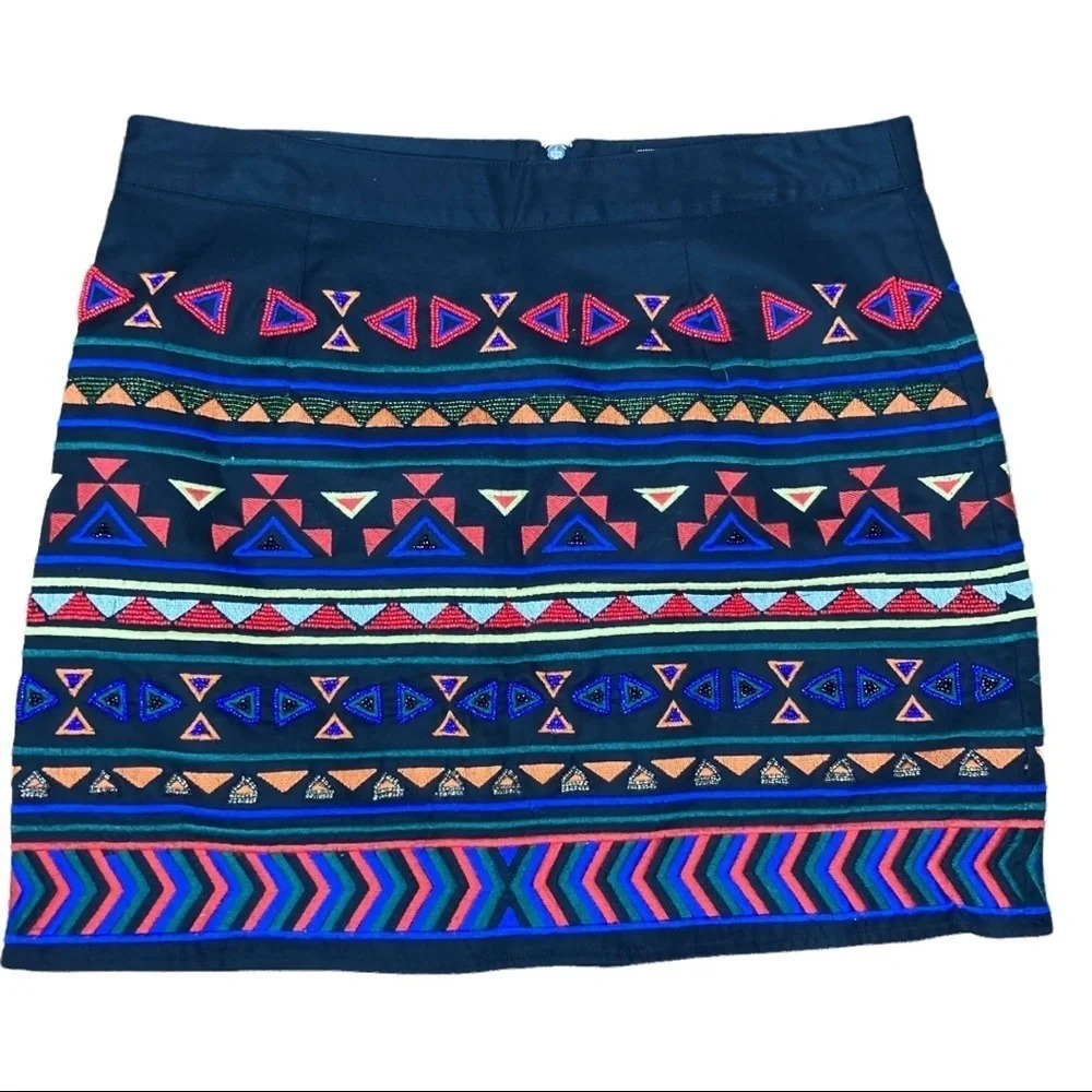Sam Edelman Aztec Beaded Print Skirt  Sz: 12